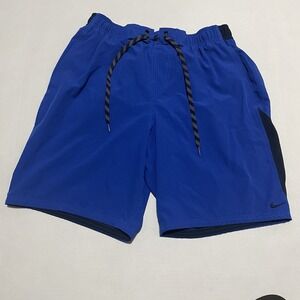 Nike Mens Size Large Swim Trunks Board Shorts Mesh Lined Center Back Swoosh Blue